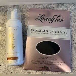 Loving Tan Purest Tanning Mousse in shade Dark and Deluxe Applicator Mit